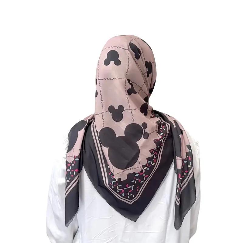 KERUDUNG HIJAB MOTIF MICKEY MOUSE SEGI EMPAT VOAL PREMIUM TERBARU Katun Muslim Square 5