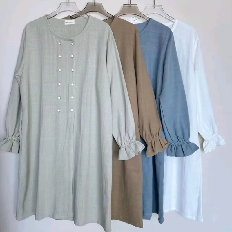 NARA Tunik-Tunik atasan wanita Muslim atasan outer terbaru kancing aktif Variasi Panjang Oversize Remaja 3