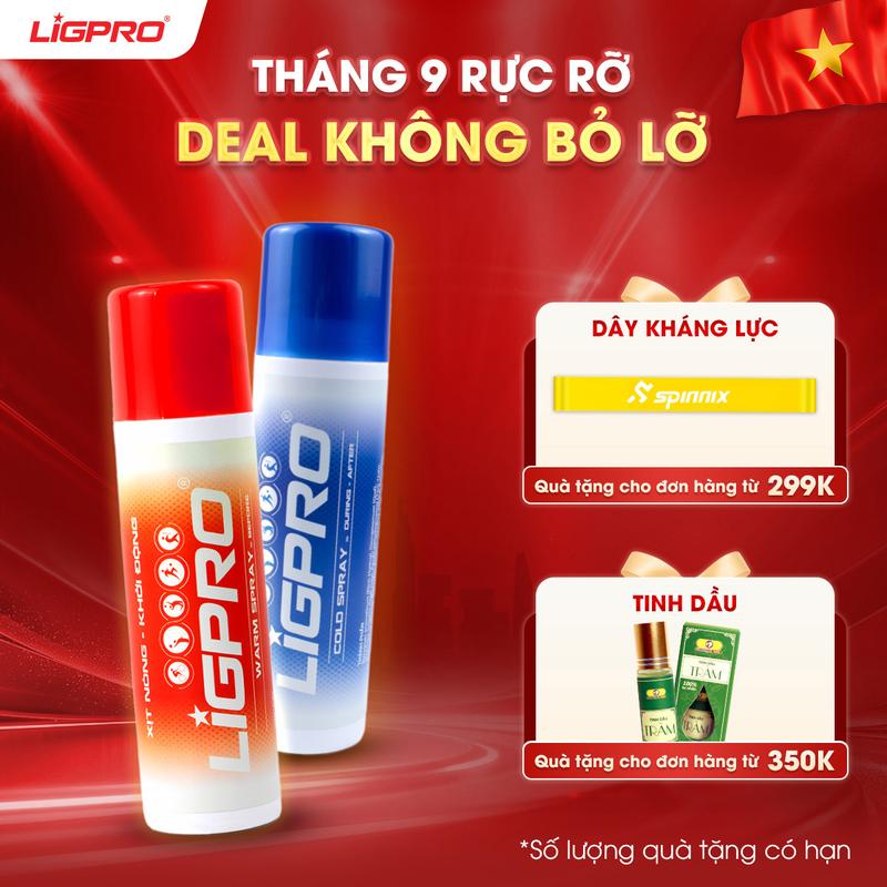 LIGPRO Combo Ra Sân Chai Xịt Thể Thao 200ml - Xịt Nóng Khởi Động Cơ & Xịt Lạnh Giảm Đau Tức Thì - Tăng Hiệu Quả Thể Thao & Phòng Chống Chấn Thương