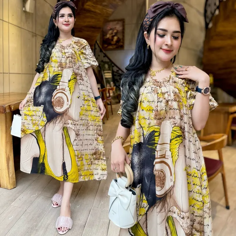 Dress fuji ld 120 rayon adem bumil Casual Wanita 1