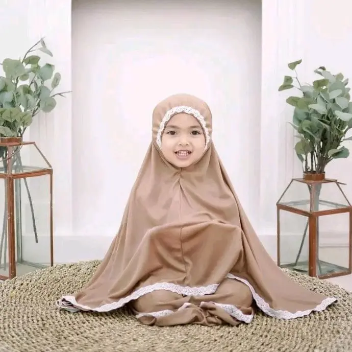 Mukena Anak Polos Allsize 1-5 Tahun Muslim Nyaman dengan Vareasi Renda dan Pita
