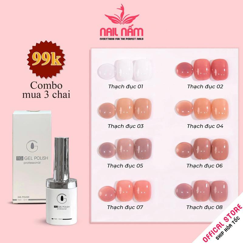 Sơn gel hơ máy thạch đục TG cao cấp cọ tròn chai 15ml