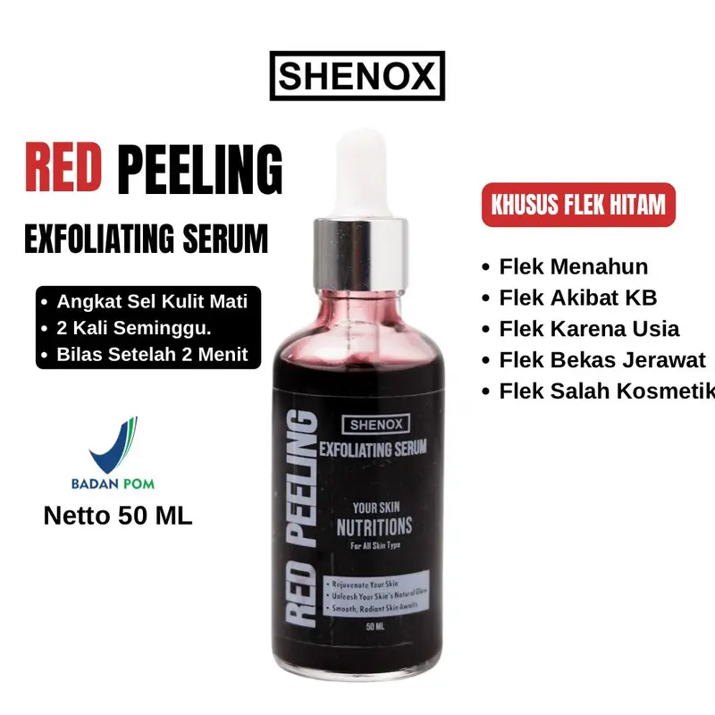 Shenox Red Peeling Serum Exfoliating Flek Hitam | Peeling Solution Serum 3