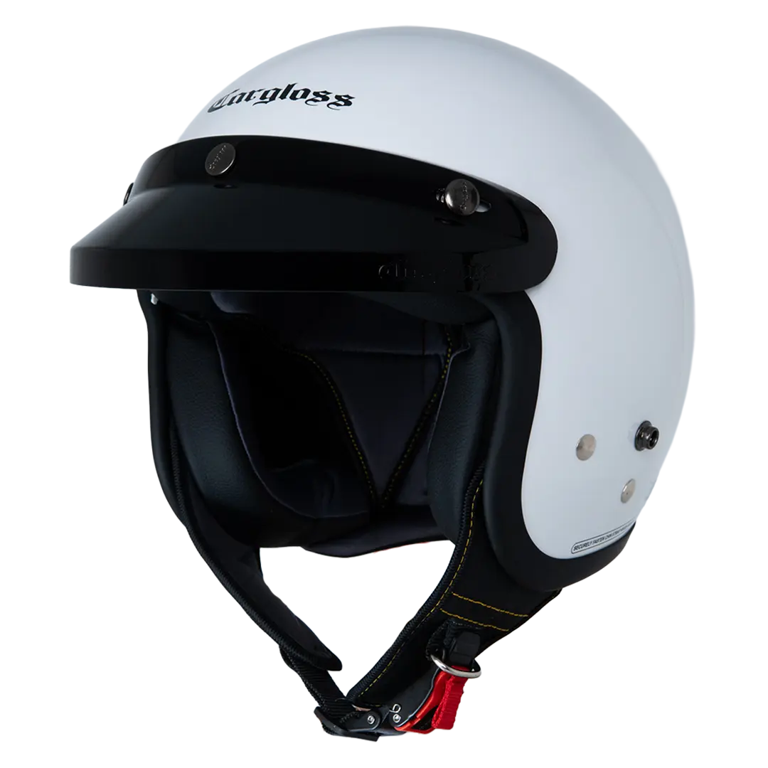 Helm Cargloss Original CFM Retro Half Face - Army SP. Whity White (Glossy) Motor Motorcycle