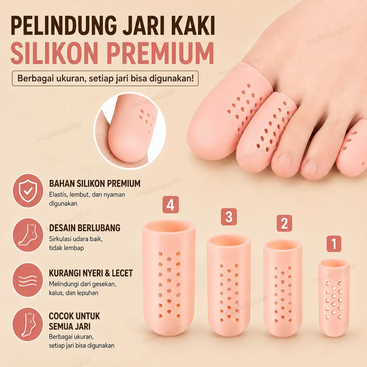 ISI 2 PCS SILIKON PELINDUNG JARI SOLUSI JARI KAPALAN DAN LECET SILICON PEMISAH JARI KAKI