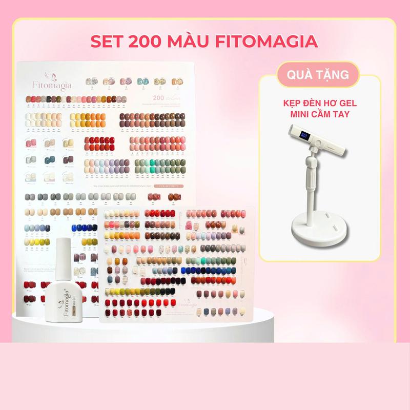 [TẶNG BASE & TOP] Set sơn Gel/Thạch/Nhũ FITOMAGIA 200 Màu Đặc Mướt + Tặng Kèm 2 Bảng Màu + Khung Gỗ Trưng Bày Nữ