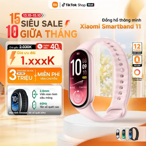 Vòng đeo tay thông minh Xiaomi Band 11 - Màn hình AMOLED 1.72" - 150+ chế độ thể theo - Kháng nước 5ATM - Pin lên đến 21 ngày - Hàng chính hãng,smartwatch