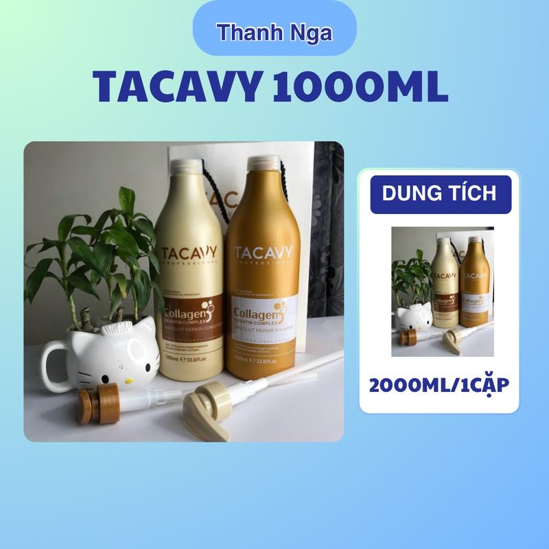 Cặp dầu gội xả TACAVY Collagen hỗ trợ tóc khô xơ hư tổn dung tích 1000ml Gội Đầu Chăm Sóc Tóc Dưỡng Tóc Trà