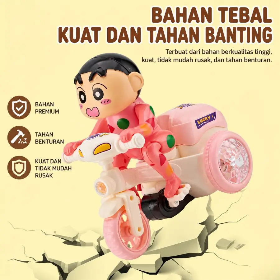 [CLAIRETOYS] MAINAN SEPEDA SHINCHAN STUNT BICYCLE DANCING ROTATING 360 DERAJAT / MAINAN ANAK SEPEDA MENARI BICYCLE