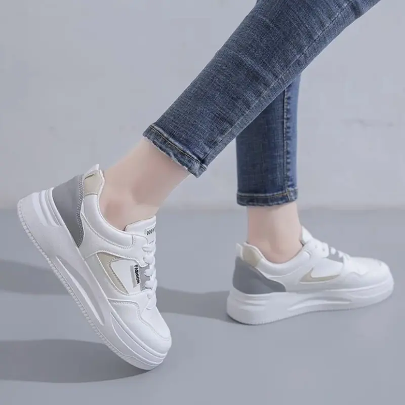 Giày Bệt Nữ Màu Trắng, Thời Trang Hàn Quốc, Giày Thể Thao Cao Su Thường Ngày Cho Nữ Sneaker Shoes 8