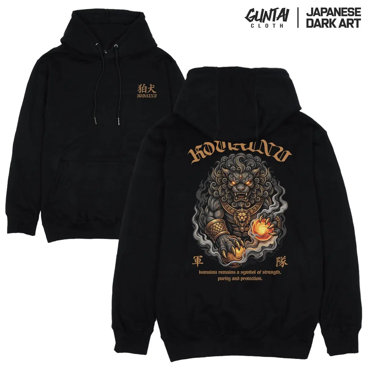 Guntai Hoodie KOMAINU Sweater Distro Bandung Fleece Sablon Lembut Keren Original Pria Branded Japanese Dark Art Hoodie Nyaman sweater hoodie cowok Panjang Katun