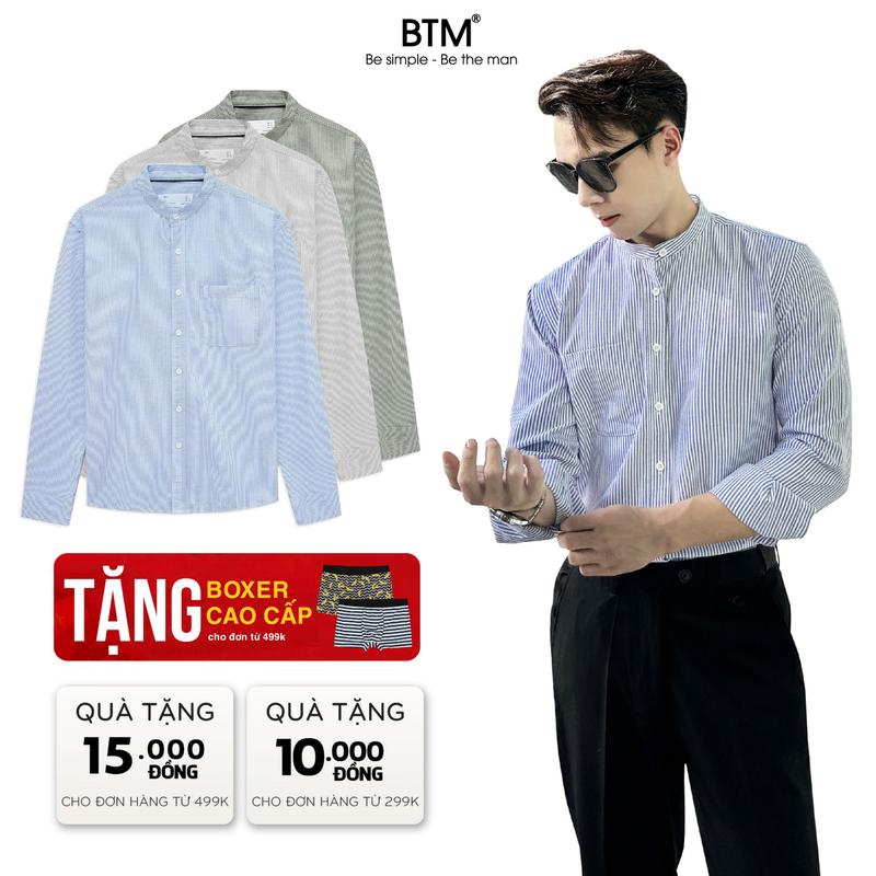 Áo Sơ Mi Nam Dài Tay BTM Mandarin Shirt - Cổ Trụ Tàu Form Slimfit Vải Oxford Phong Cách Lịch Lãm Cho Nam - Mã 1.81 Menswear