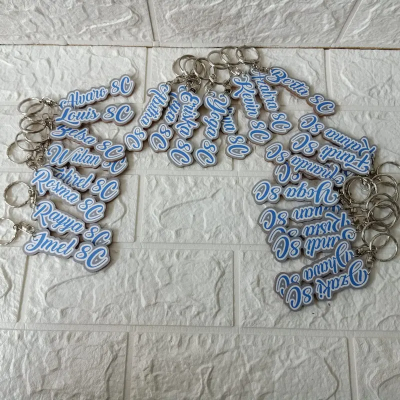Gantungan Kunci Custom Nama Chains - Pilihan Warna Kayu MDF 1sisi 3