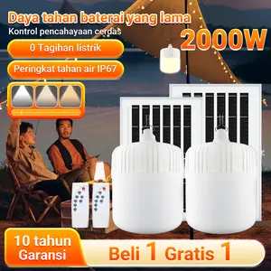 Beli 1 gratis 1, garansi 10 tahun, lampu tenaga surya portabel 2000W! Pengoperasian dengan remote control, tahan air, tanpa biaya listrik, wajib dimiliki untuk berkemah keluarga.