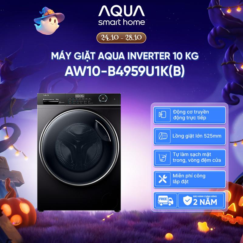 Máy giặt cửa trước Aqua Inverter 10KG AW10-B4959U1K(B) - Miễn phí giao hàng toàn quốc - Hỗ trợ lắp đặt