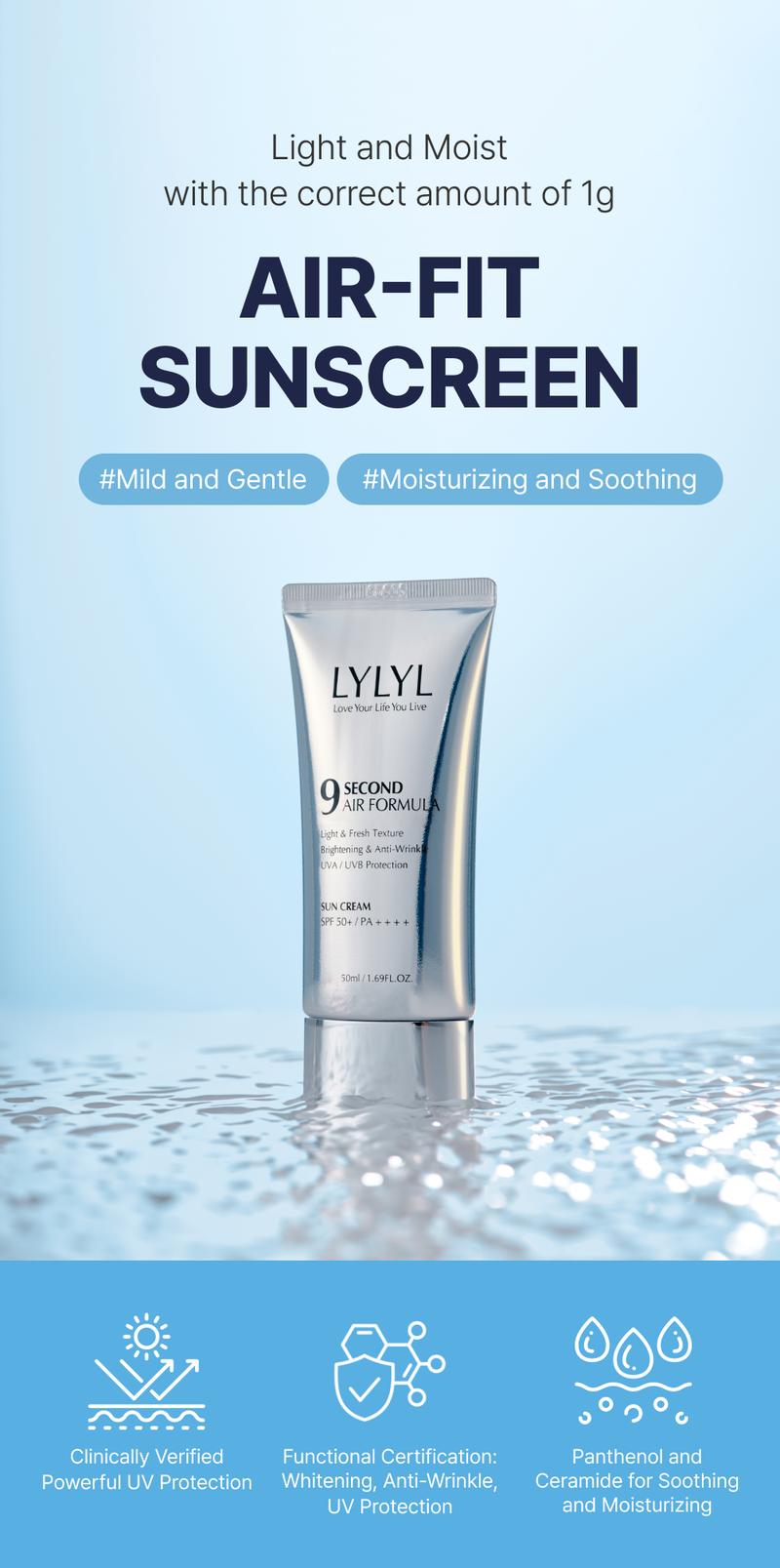 Product Introduction of [LYLYL] 9 Second Air Formula Sunscreen (50ml/10ml) Sun Protection 1