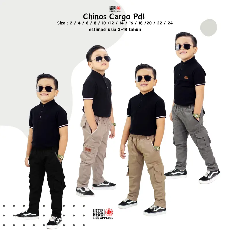 Celana Panjang Anak LITTLE HERO Chino Panjang Cargo PDL Anak Laki-Laki estimasi 1-13 Tahun fasion 4-5 tahun