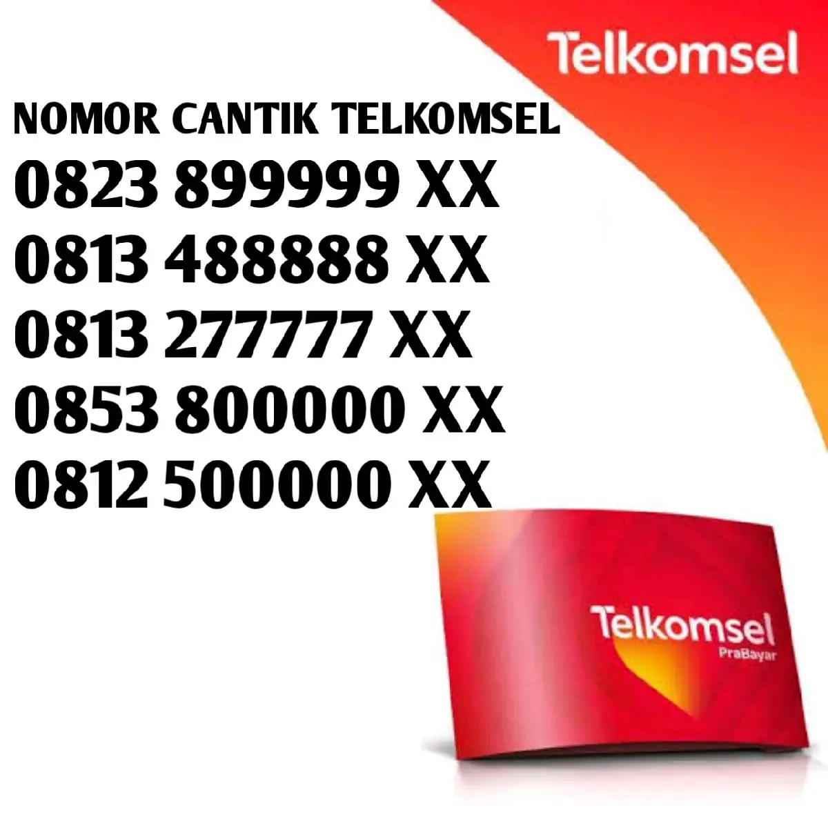 NOMOR CANTIK TELKOMSEL - KARTU PERDANA TELKOMSEL KARTU SIM PRABAYAR KARTU CANTIK