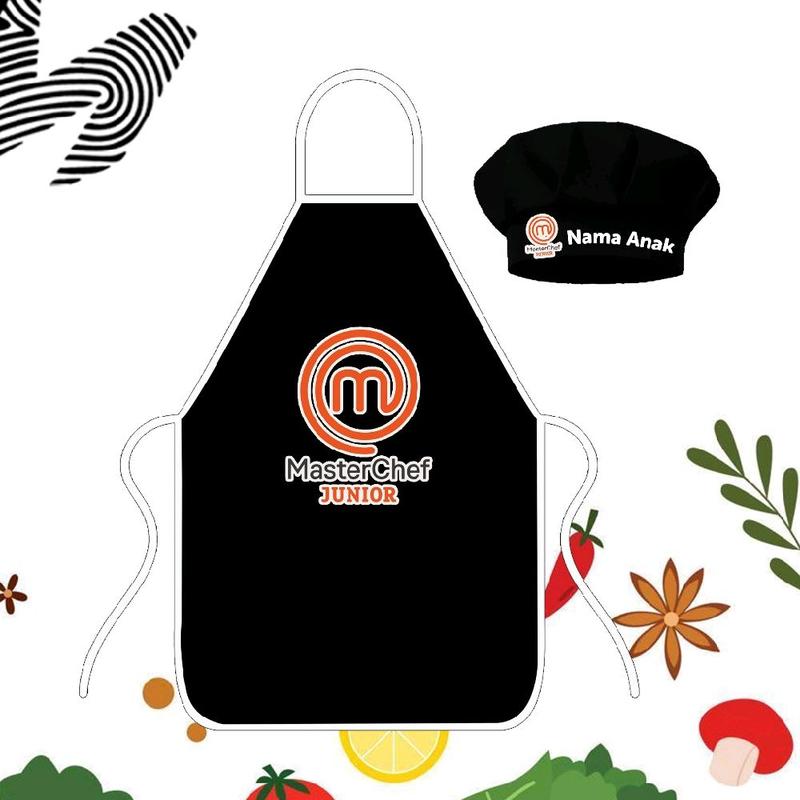 Apron Anak Dan Topi Chef Satu Set Free Bordir Nama Dan Logo Master Chef ...