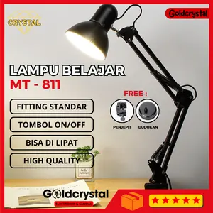 SIVITECH Lampu Belajar Arsitek Lipat MT-811 Bonus Penjepit Meja & Dudukan Fleksibel Bohlam Minimalis Fitting Standar Tombol ON OFF Bisa Dilipat High Quality