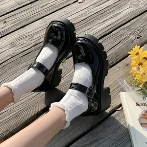 Sepatu Wanita NARA Platform Shoes Mary Janes Lolita Kasual Kerja Hitam - Putih, Sneaker, Panjang, Sport, Perempuan