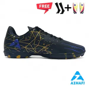 Sepatu Mini Soccer dan Futsal Azhafi Spyder Turf Control Dewasa dan Anak Junior Jr Hitam Black Original Sol Gerigi Stabilo Bonus Kaos Kaki dan Deker Nyaman Size 33 34 35 36 37 38 39 40 41 42 43 44
