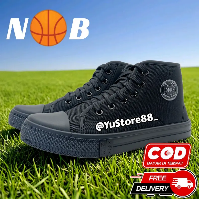 Sepatu Sekolah Hitam (SOL KUNING) NB Tinggi Sepatu Tali SD SMP SMA Laki2 Perempuan Tanpa Box 0