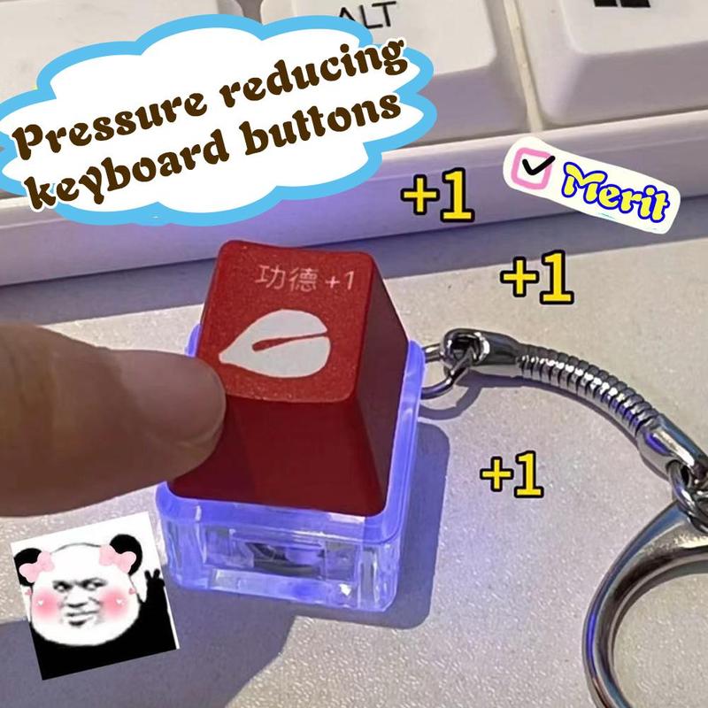 Wooden Fish Keyboard Keychain, LED Wooden Fish Mechanical Keyboard ...