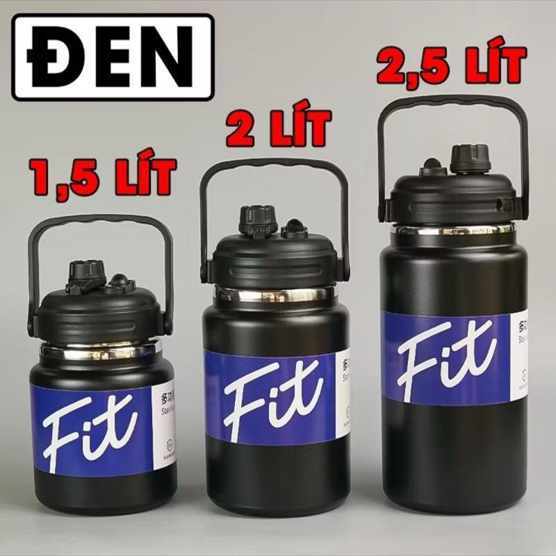 Bình Nước Giữ Nhiệt FIT Dung tích 2500ml 2000ml 1500ml - Miệng Rộng Ống Hút Đầu Rót Tay Cầm Tiện Lợi