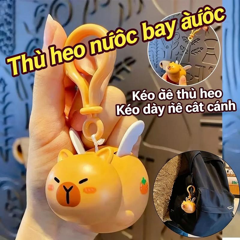 Móc khóa Capybara bay hoạt hình ngộ nghĩnh, phụ kiện ba lô dễ thương cho cặp…