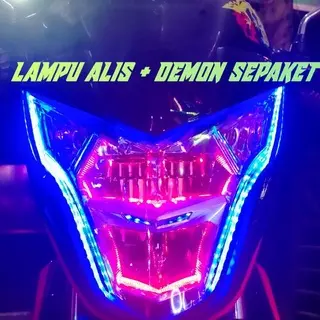PAKET LENGKAP Lampu alis sonic 150r Free demon eyes lampu drl led sonic 150r led lampu alis led depan motor