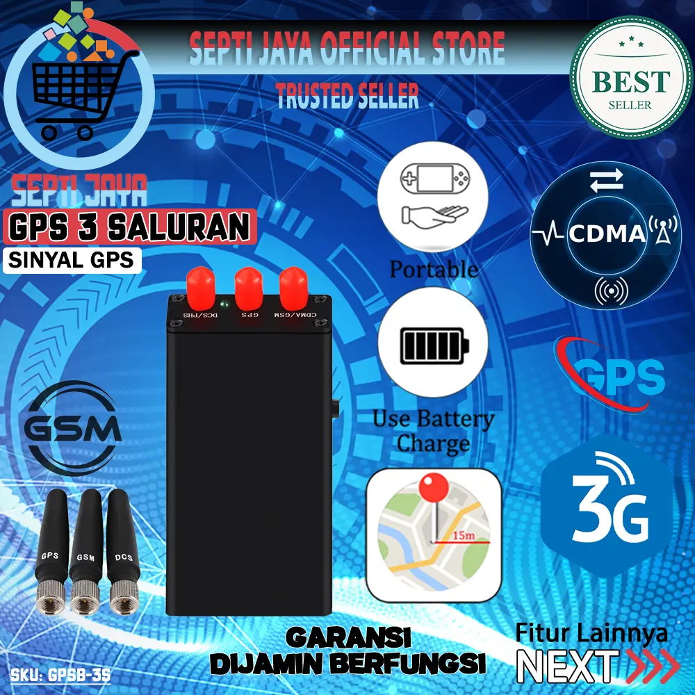 SEPTIJAYA GPSB-3S Alat Pelindung Privasi 3 Antena Portable Multifungsi Anti Tracking Perangkat Pintar Praktis