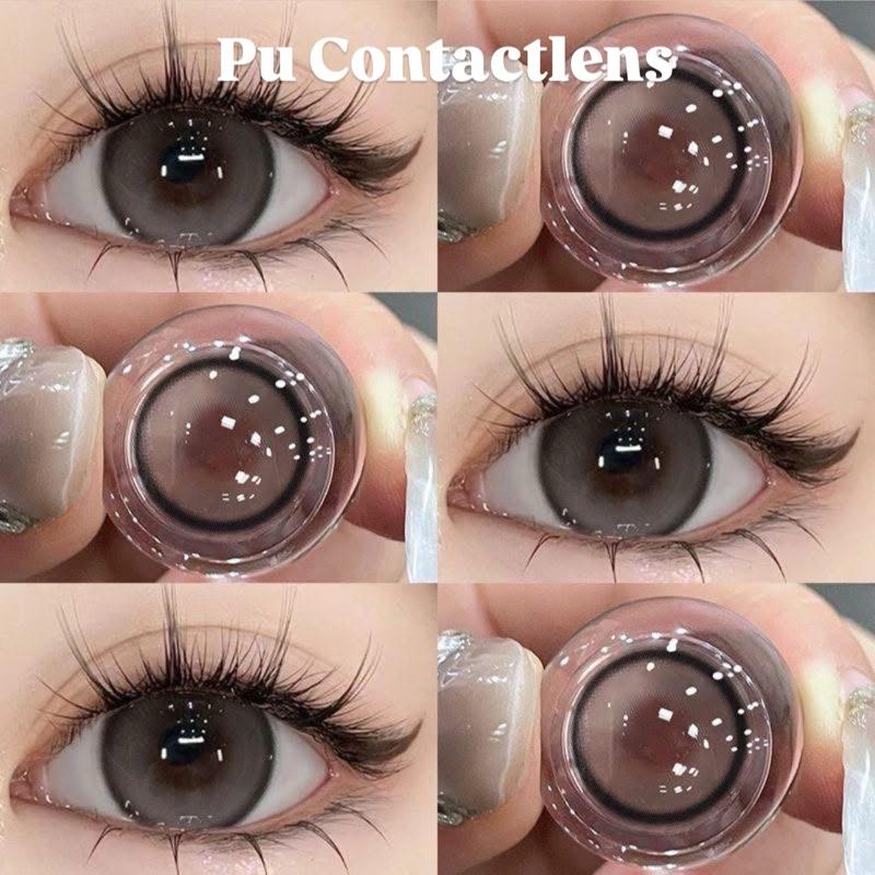 [Lens cận & 0độ]- Kính áp tròng xám nâu lạnh tự nhiên trong trẻo giãn to (Peach Cocoa gray -14,5mm)