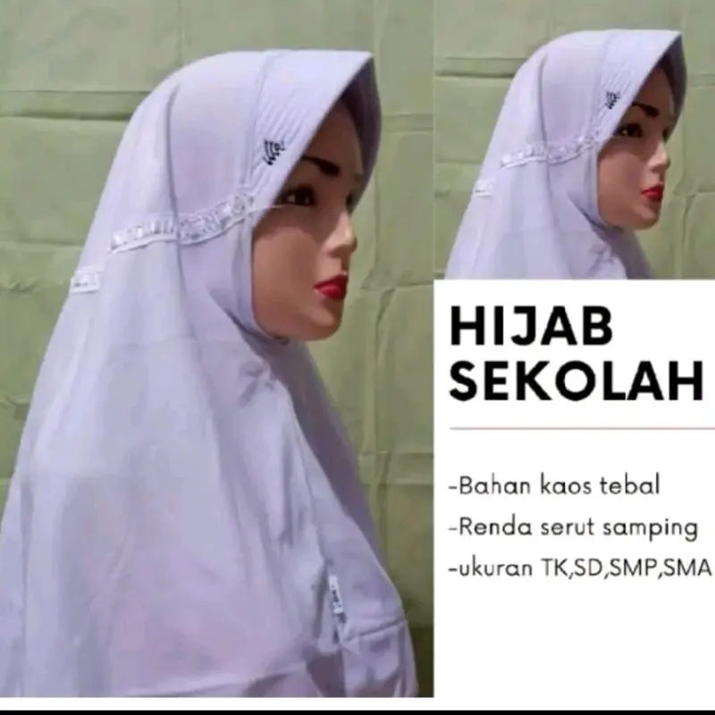 Hijab sekolah Kerudung Sekolah Anak SD Renda Serut 2