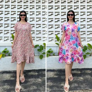 Daster Viral Busui Risleting Depan Bawah Lutut Jumbo  Ibu  Hamil Selutut Bumil Wanita Rayon Rayon