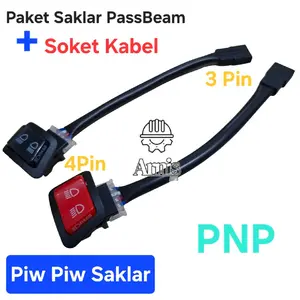 Tombol Saklar Passbeam 3 Mode Paket Converter soket Dim Pass Beam Piw Piw Honda 4 pin 3 pin Hitam Merah Vietnam PNP Beat Spacy Scoopy Vario Satu Set. Motor Universal Arnis Indonesia