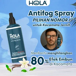 HOLA Pembersih Kacamata Anti Fog Spray 60ml - Solusi Embun & Bakteri untuk Kacamata, Helm, & Goggle - Aman untuk Mata - Glasses