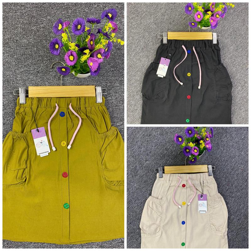 Paket Isi 3 Rok Pendek Anak Perempuan Usia 2-9 Tahun dengan Rok Variasi Kantong - Fashion Anak Perempuan Kancing Lutut 1