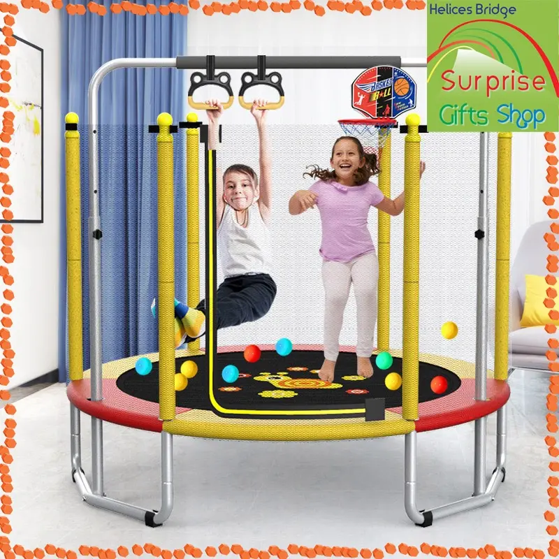 Trampoline 60inch with Enclosure For Child Foldable Design, Indoor&Outdoor Exercise, Jumping Bed for kids Children Toy