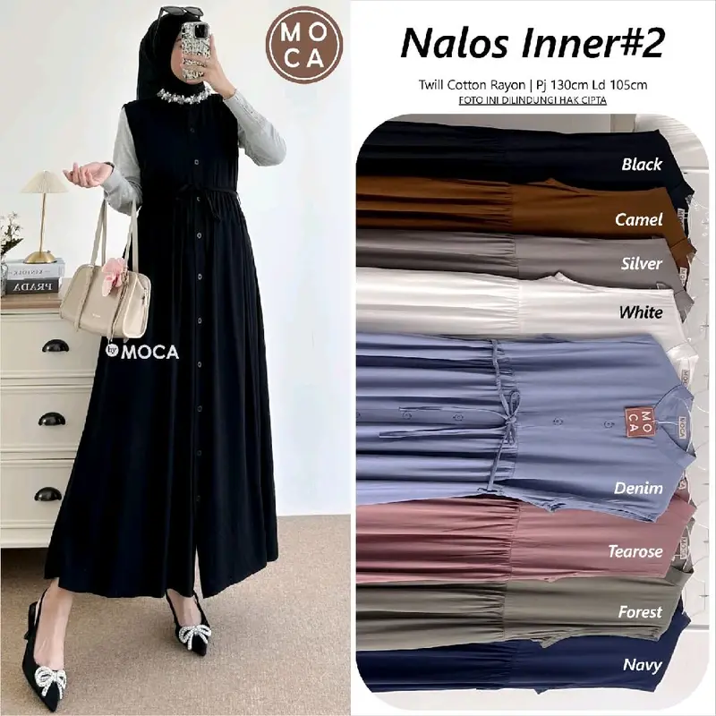 Nalos inner dress rayon twill terlaris.Restock serian warna baru 3