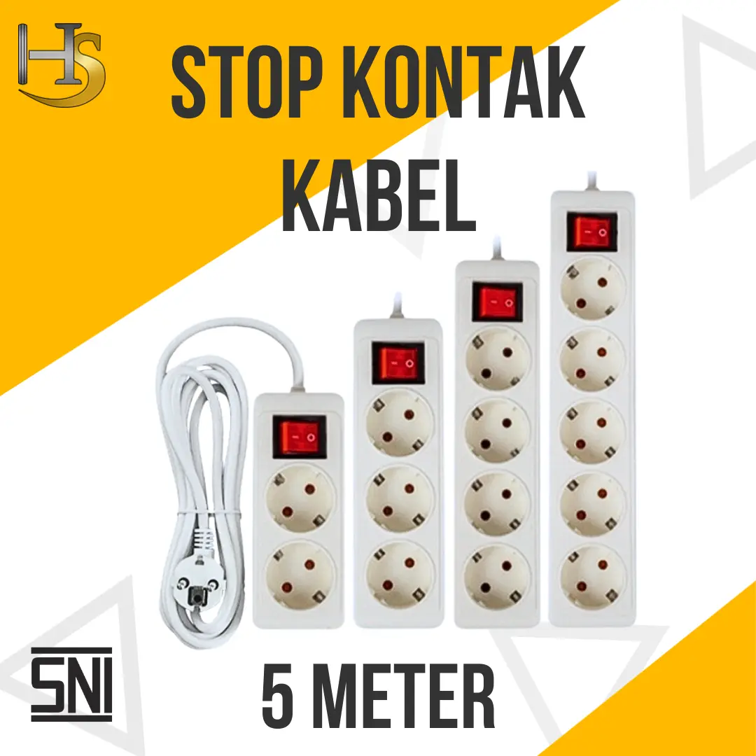 Stop Kontak Merk Lumment SNI dengan Kabel 5 Meter untuk 2/3/4/5 Lubang