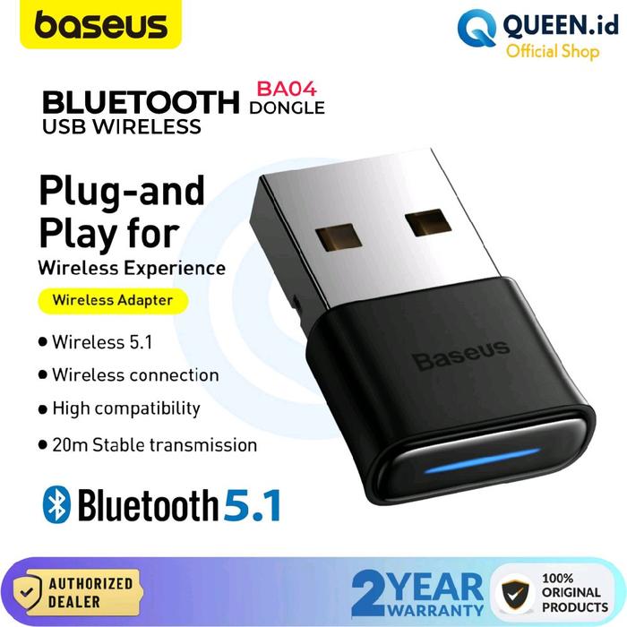 Gambar Baseus BA04 USB Wireless Bluetooth Dongle Receiver 5.0 For Laptop PC 20m External dari Queen-id Kab. Tangerang Tokopedia