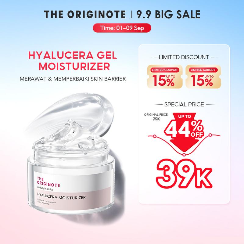 The Originote Hyalucera Moisturizer Gel Ceramide Hyaluronic Muka Wajah Pelembab Mengencangkan Muka Pencerah Glowing  niacinamide acid skincare dull skin acne jerawat barrier Memutihkan Menerangi kulit kusam smooth Facial day night cream skincare routine