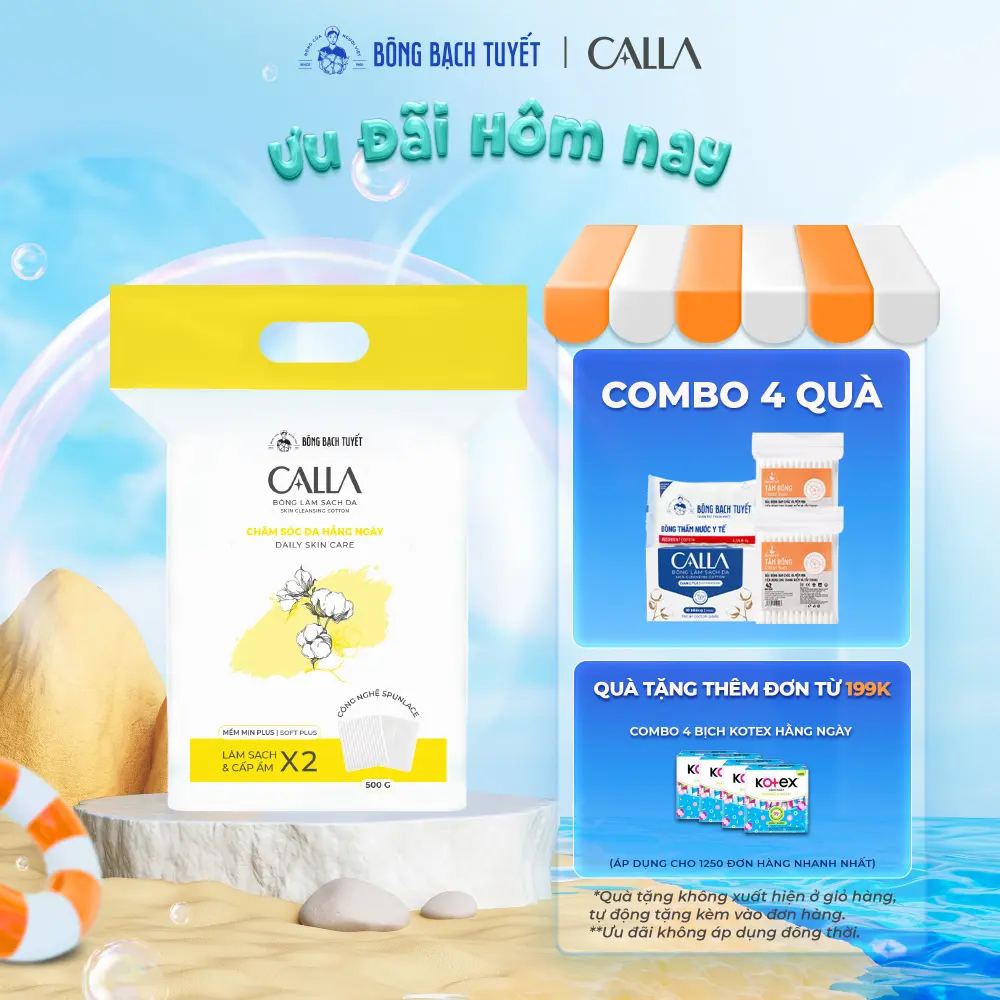 Bông làm sạch da Calla Mềm Mịn 500gr Làm Đẹp Da, chamsocdamat, makeup, bongtaytrang Nữ Skincare
