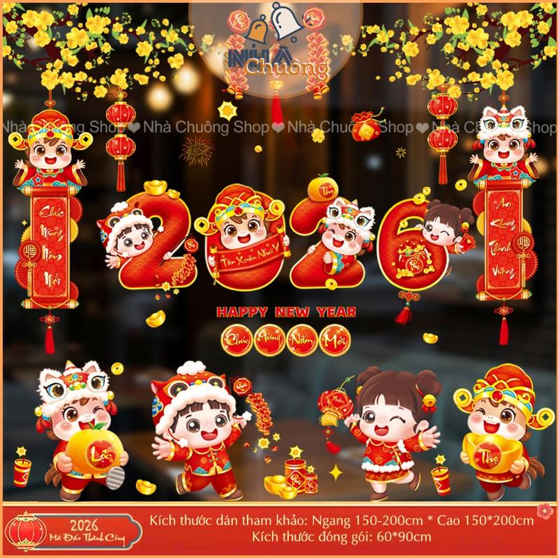  Decal Tết 2026 Decal Dán Kính Tết Chữ Tiếng Việt In 2 Mặt Trang Trí Năm Mới Tĩnh Điện 