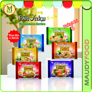 Bihunku Nusantara Series Paket Isi 6 pcs Kari Laksa Bakso Ayam Bawang Asam Pedas Goreng Soto Mie Instan Jagung Food