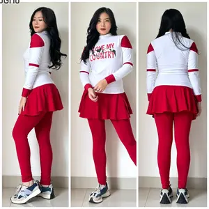 Setelan Senam Agustusan Merah Putih Indonesia ISLAND-Legging rok Neci