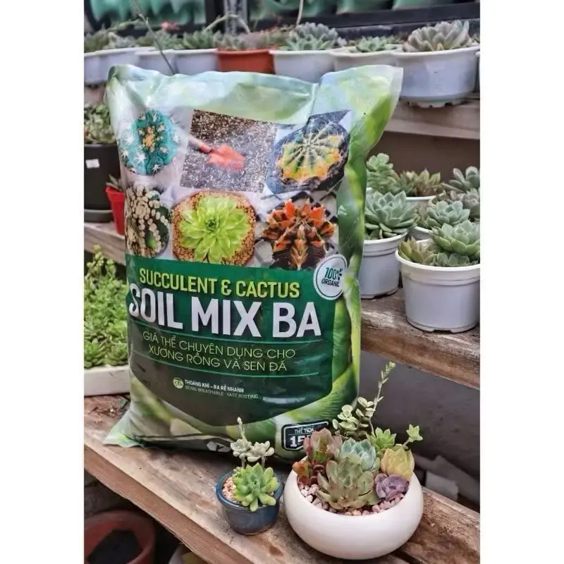 1kg Giá thể trồng sen đá SOIL MIX BA giá thể trộn sẵn cho cây cảnh sen đá xương rồng cây lá kiểng ( túi zip 1kg) 1