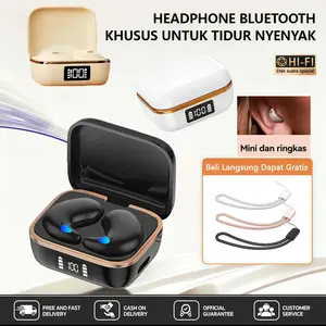 [NEW! With lanyards]Earphone Tidur Suara Stereo Level HiFi, Tahan Air iPX5, Kecil dan ringan,  Mikrofon Internal, ENC Noise Reduction Layar Digital Cerdas Kontrol Sentuh untuk iPhone dan Android tws headset earphones waterproof