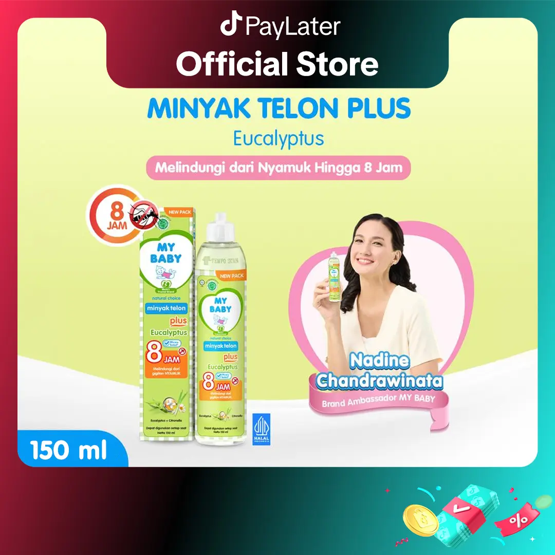 MY BABY Minyak Telon Plus [150 mL] - Minyak Bayi Anti Nyamuk 8 Jam - Exp: 08.2026